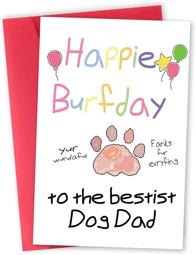 Funny Father's Day Card for Dog Dad, Cute Fathers Day Gift, Humorous Birthday Gifts