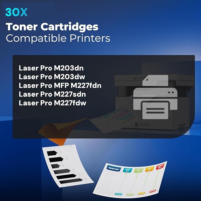 30X CF230X Black Toner Cartridges with Chip for M203dw Toner MFP M227fdn Toner Replacement for HP 30X 30A Toner Works with Laser Pro M203dn M203dw Pro MFP M227fdn M227sdn M227fdw Printer (2 Black)