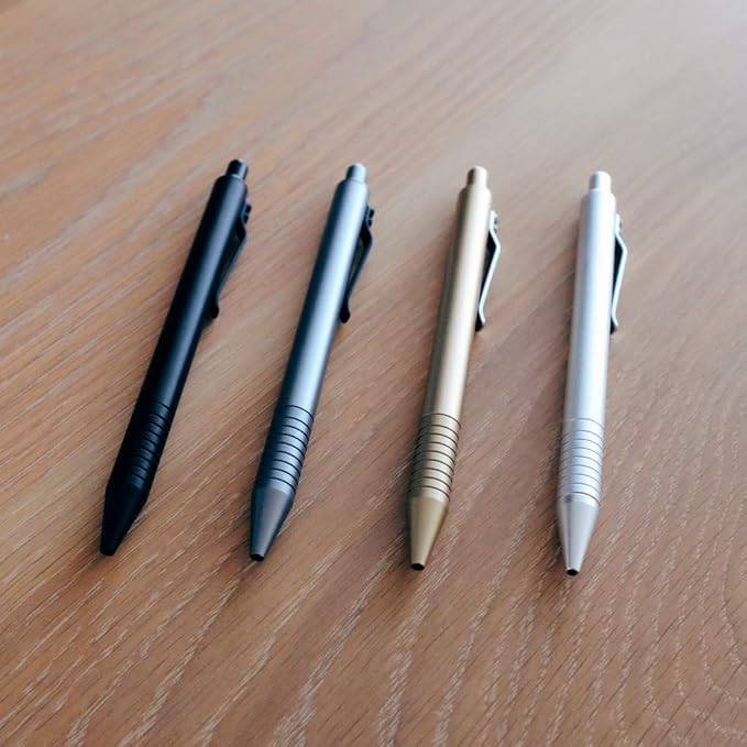 Everyman Grafton Full Click Refillable 0.7mm Ball Point Pen, Gold | Sleek Anodized Aluminum EDC Pen with Deep Grooved Grip | Smooth Writing Pocket Pen for Office, Travel, Gifting & Daily Use