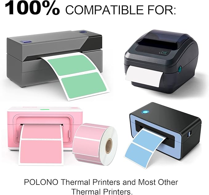 Misofuki 2.25x1.25 6000 Labels 6-Color Assorted Rectangular Direct Thermal Label Rolls Bulk Set Compatible with Zebra Rollo MUNBYN POLONO & Other Thermal Printer, Self-Adhesive Direct Thermal Stickers