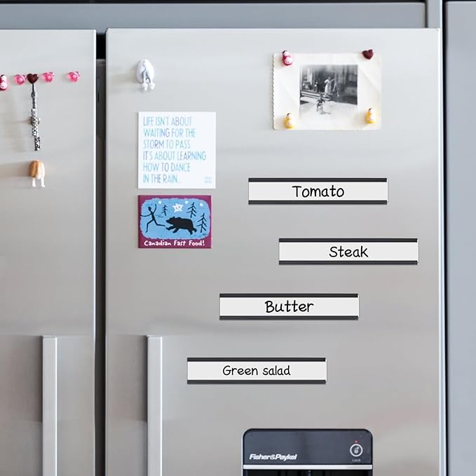 Magnetic Label Holder 0.78"X4"，Magnetic Labels for Shelving，Magnetic Data Card Holders File Cabinet Labels,Pack of 50