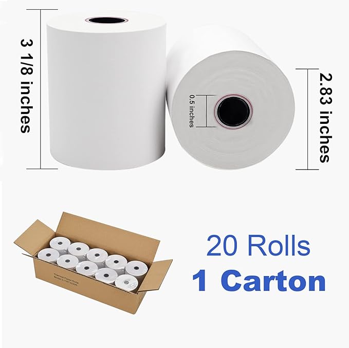 20 Rolls Thermal Paper 3 1/8 x 230ft Pos Receipt Paper, Cash Register Roll TM-T88 T-20 T-90 SRP-350 370