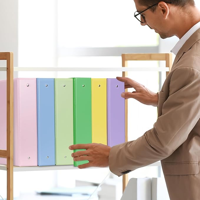 COMIX Standard 3 Ring Binder 2 inch with Clear View Cover, 2" Round Ring View Binder Holds 400 Sheets of US Letter Size Paper, 6 Pack (Light Green)