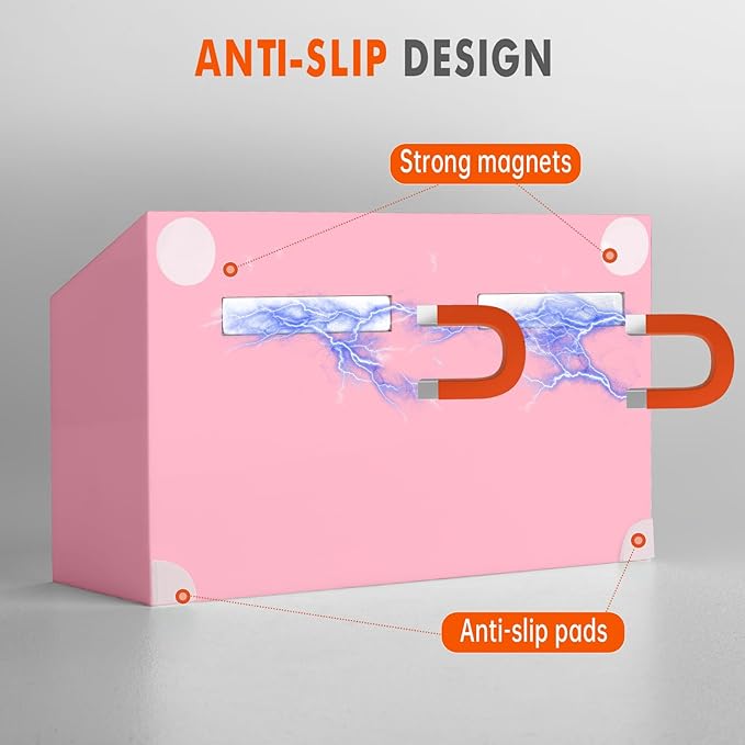 BEYGORM Magnetic Dry Erase Marker Holder for Whiteboard,Non-slip Acrylic Magnet Pen Holder for Fridge Refrigerator,Locker Organizer for Work,Locker Accessories,Pencil Cup for Desk(Pink)