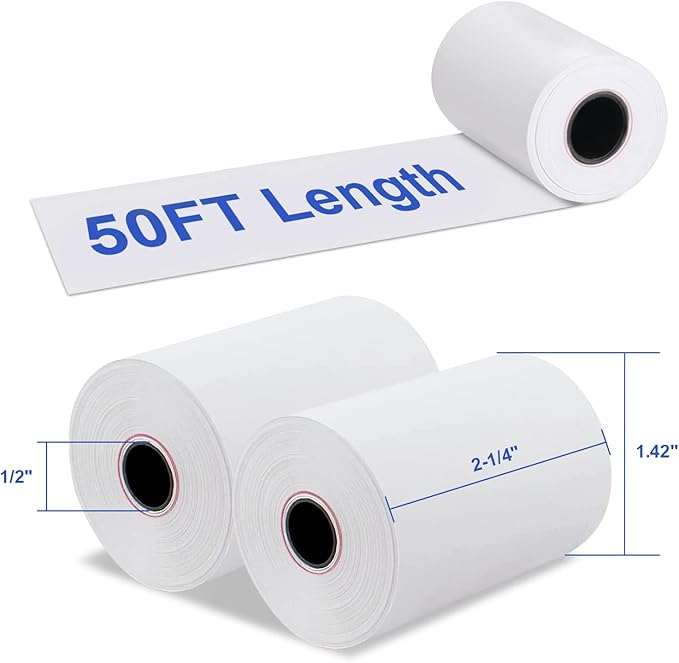 9527 Product 2 1/4'' x 50' Thermal Receipt Paper, Paper Cash Register Roll POS thermal Paper, 50 Rolls Total