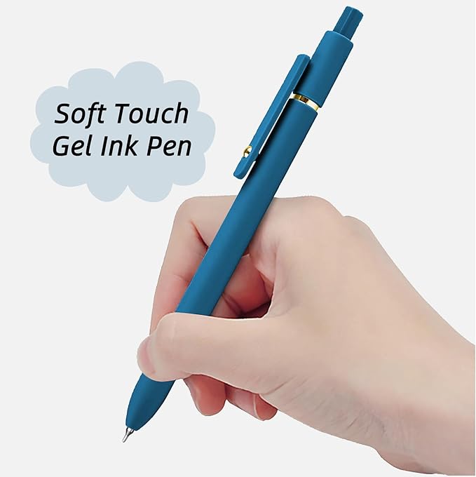 Gel Pens, 12 Pcs 0.5mm Fine Point Smooth Writing Pens Cute Pens, High-End Series Black Ink Pens for Journaling Note Taking, School Office Supplies for Women Men (12 Pcs Gold Mixed colors)