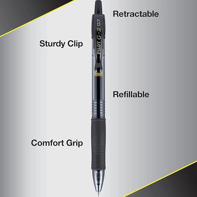 G2 Retractable Premium Gel Ink Roller Ball Pens Ultra Fine Point (.38mm) Blue Ink 6 pack; Refillable & Premium Comfort Grip Bundle with Plastic Reusable Pouch