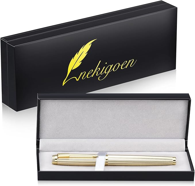 Rollerball Pen for Men Women Luxury Metal Executive Pens Home Office Use with Black Ink 0.7mm G2 (Luxury Gold)