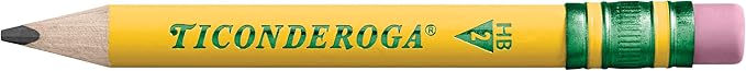 Ticonderoga My First Short Triangular Wood-Cased Pencils, 2 HB Soft, With Erasers, Yellow, 4 Count Pencil Bundle With Erasers, Pencil Shaped, Latex-Free, Yellow, 3-Pack