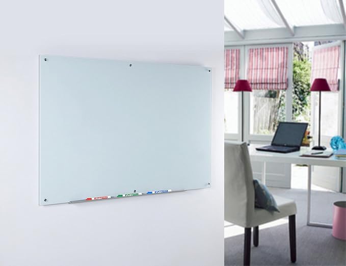 Audio-Visual Direct Magnetic White Glass Dry-Erase Board Set - 6' x 3' - Includes Magnets, Hardware & Marker Tray