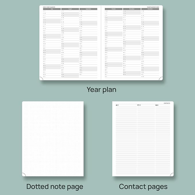 POPRUN Planner 2025-2026 Weekly Notebook (Large 8.5''x 10.5'') Academic Calendar (JUL.25 - JUN.26) Appointment Book with Monthly Tabs, Leather Soft Cover, Inner Pocket, 100 GSM - Black