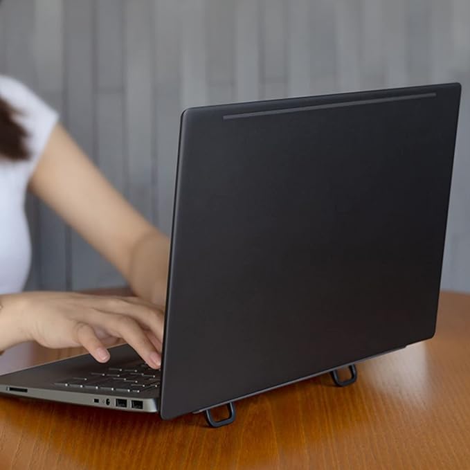 2Pcs Self-Adhesive Keyboard Stand for Desk, Portable Laptop Kickstand, Adjustable Laptop Stand Riser Feet Aluminum Stable for MacBook, 10-18" Laptop, iPad(Black)