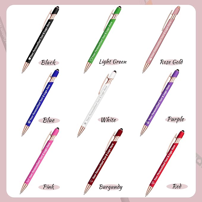 STREADVE Personalized Custom Pens 10 Engraved Writing Pen with Name Logo, Customized Promotional Items Stylus Pen Gifts for Men Women Realtor Business Reunion Wedding