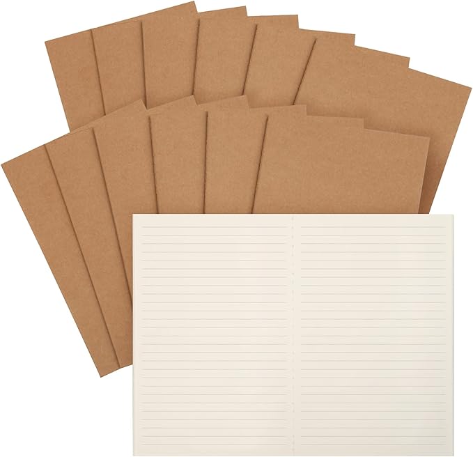 EOOUT 16 Pack A5 Kraft Notebook Journals for Writing 8.3x5.5 Inches Size College Ruled Subject Notebooks 60 Pages with Lined Paper Students and Office Composition Notebook