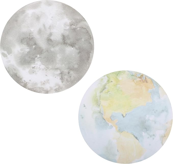 Desk Tech Planet Sticky Notes, 2.75" x 2.75", 2 Pads, 100 Sheets/Pad - Earth Moon Self-Stick Note Pads Self Adhesive Memo for Office, School, Daily Life