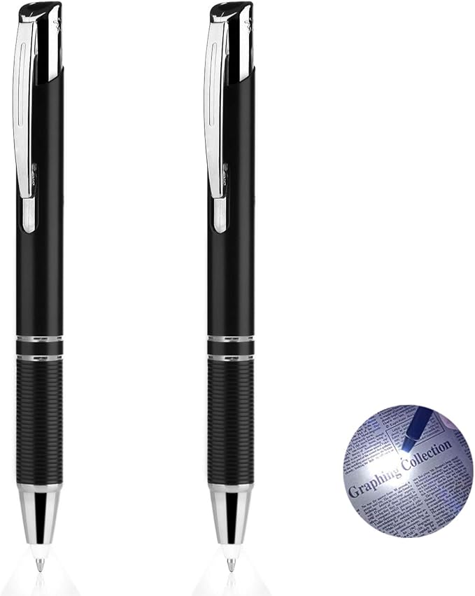 Penyeah Pen with Light, Pen Light Flashlight, Lighted Tip Pen Light for Nurses, LED Lighted Pen for Writing in The Dark 2pack - White