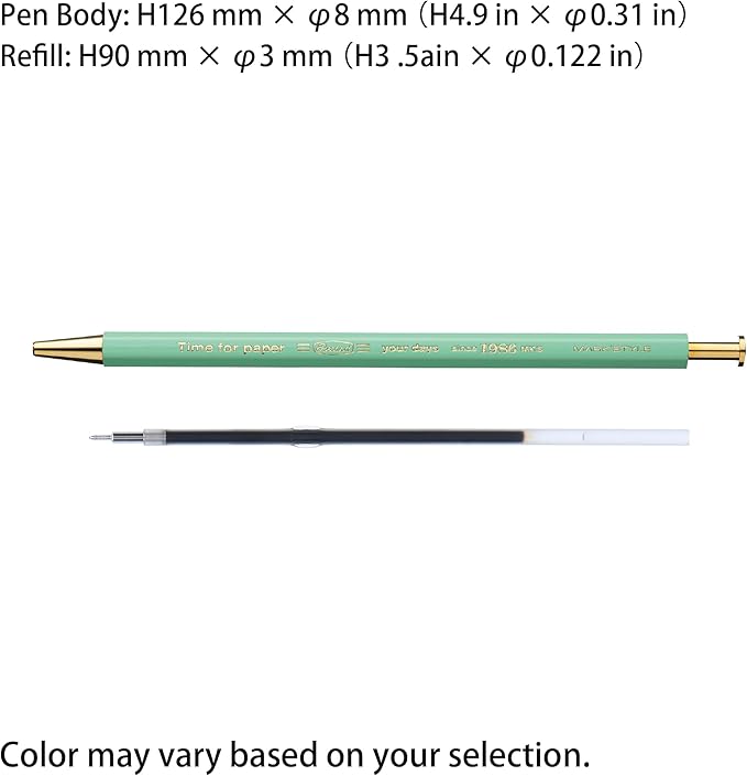 MARK'STYLE Time For Paper – Retro styling Ballpoint Pen, 0.5mm Black Gel Ink, For Office, School, and Journaling | Made in Japan, Refill Included (Black)
