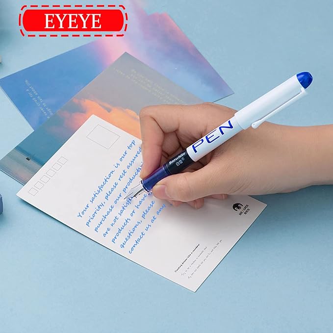 EYEYE Disposable Fountain Pens, 8 Pack 3 Colors Fine Point Pens Stainless Steel Nib, Fountain Pens Smooth Writing for Calligraphy, Journaling, Drafting, Sketching, Doodling & Office Supplies