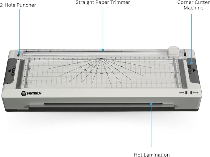 4-in-1 Office Laminator - Versatile Laminating Machine -with 2-Hole Punch, Straight Paper Trimmer, Round Corner Cutting Machine and Hot Lamination for Home Office School