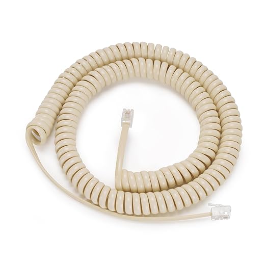 Uvital 16FT Telephone Cords for Landline Phones(Coiled Length: 2FT), 1 Pack RJ9 Cream Phone Line Cord, Telephone Handset Cord, 4P4C Plug Phone Cord for Landline