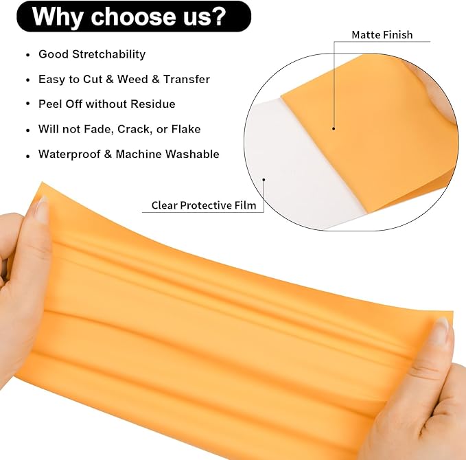 VINYL FROG Heat Transfer Vinyl Roll HTV Vinyl - 12" x12ft Pale Orange Iron on Vinyl for T-Shirts, Heat Press Vinyl for DIY Craft Designs (Pale Orange)