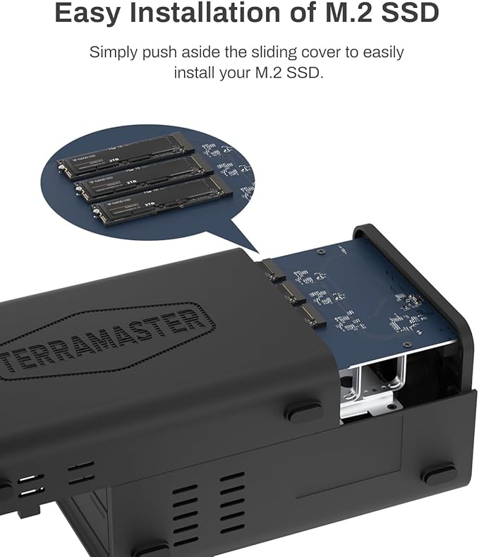 TERRAMASTER D5 Hybrid HDD NVMe Enclosure - USB 3.2 Gen 2 10Gbps Type C 5Bay USB Storage Supports RAID 0/1/Single/JBOD Exclusive 2+3 RAID Hybrid Disk Array (Diskless)