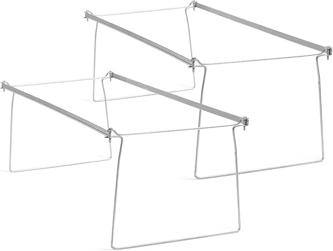 Smead Heavy Duty Steel Hanging File Folder Frame, Letter Size, Gray, Adjustable Length 23" to 27", 2 per Pack (64872)