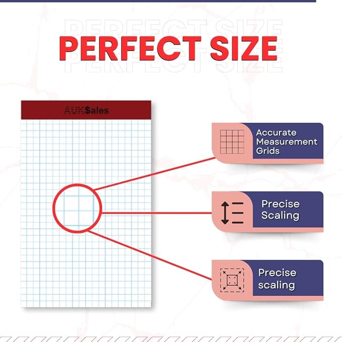 Grid Paper Pad 5x8 Inches – Graph Paper Pad 4x4, Grid Notepad, 12 Pack, 5x8 Graph Paper 1/4 Grid, Graphing Paper, Engineering Pad – 100 Sheets 200 Pages Perforated Pad for School, Home, & Office