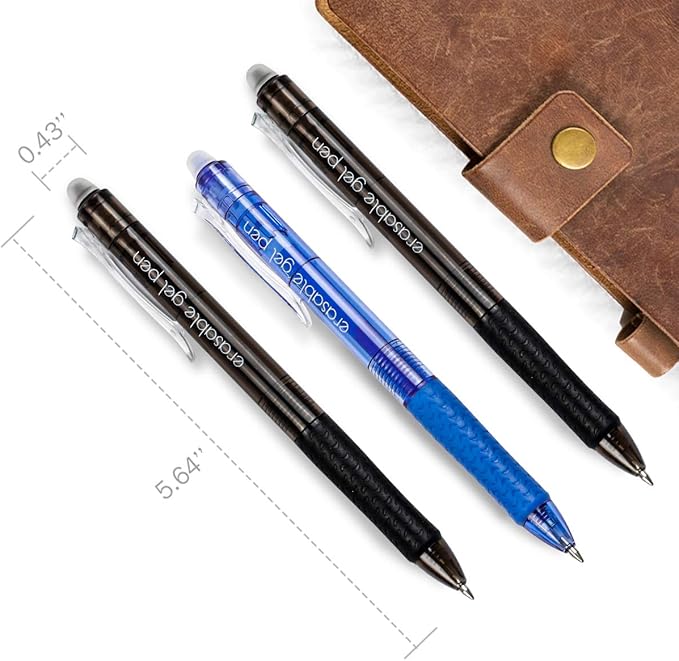 Vanstek 18 Pack Retractable Erasable Gel Pens Clicker, 9 Black & 9 Blue, Fine Point(0.7), Make Mistakes Disappear, Premium Comfort Grip Black & Blue Ink for Writting, Note Taking and Crossword Puzzles
