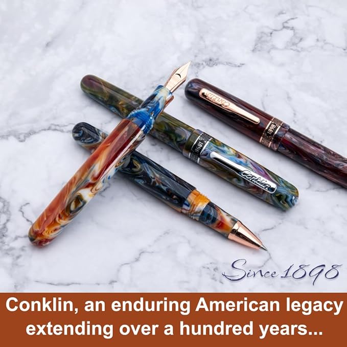 Conklin 1898 Fountain Pen, Misto Orange - Medium Nib | Unique Resin Blend Writing Instrument | JoWo Stainless Steel Nib Made in Germany | Ideal for Pen Enthusiasts