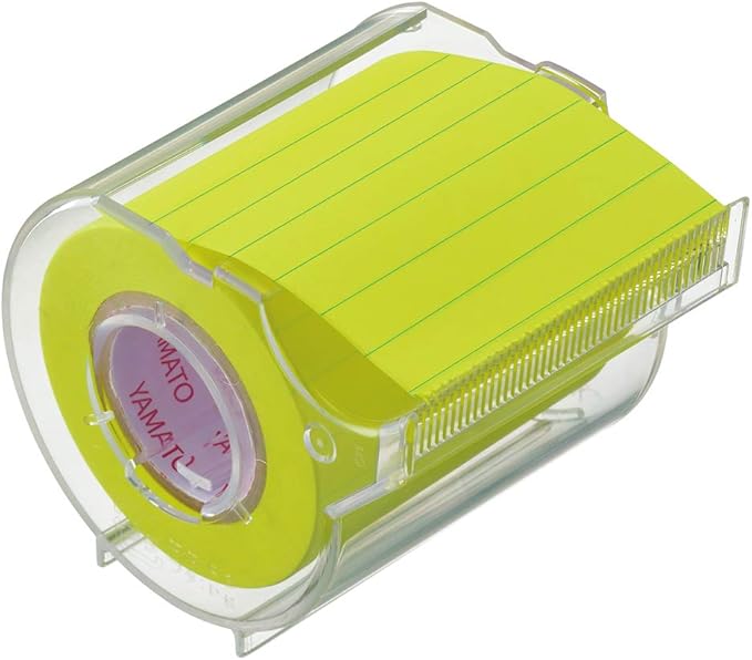 Yamato Sticky Notes, Roll Tape, Ruled Type, Notebook, 2.0 inches (50 mm) Wide with Cutter, 1 Roll, Yellow, 10 m x 50 mm