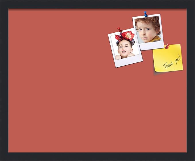 PinPix 21x17 Inch Cork Bulletin Board. This Decorative Framed Pin Board Comes with Crimson Pastel Design and a Satin Black Frame. Ideal for Home Office Decor or Message Board (PinPix-1807)