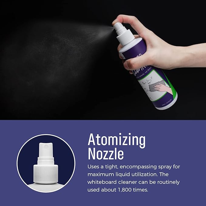 loukin Non-Toxic Whiteboard Cleaner, 8.5 fl oz Dry Erase Board Cleaner, White board Cleaning Spray, Removes Stubborn Marks from Whiteboards, Chalkboard (12-Pack)