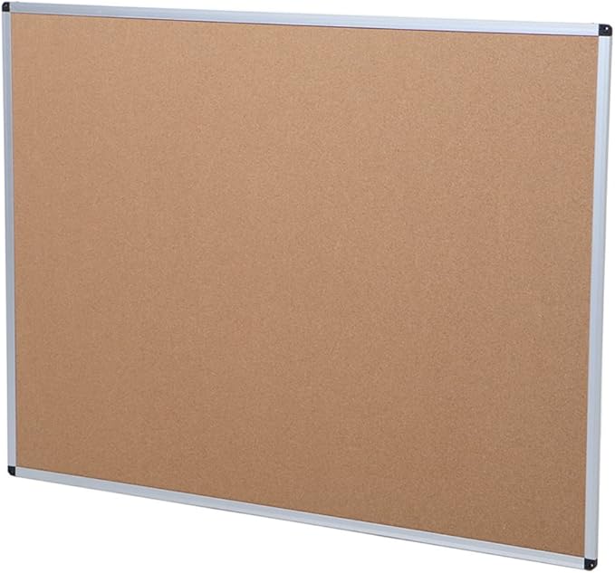 VIZ-PRO Large Cork Bulletin Board, 60 X 48 Inches, Wall-Mounted Corkboard with Silver Aluminium Frame for School, Office, and Home 5' X 4'