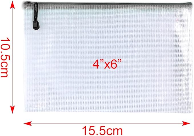 Mesh Zipper Pouch Bags, Zipper Bags for Organizing Storage, Waterproof Zipper Pouches, Letter Size, File Bags for School, Toys, Puzzle, Board Games and Office Supplies (Color, 4"x 6")