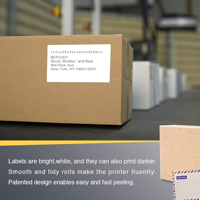 BETCKEY - 3" x 5" (76 mm x 127 mm) Multipurpose & Large Shipping Labels Compatible with Zebra & Rollo Label Printer,Premium Adhesive & Perforated [1 Rolls, 350 Labels]