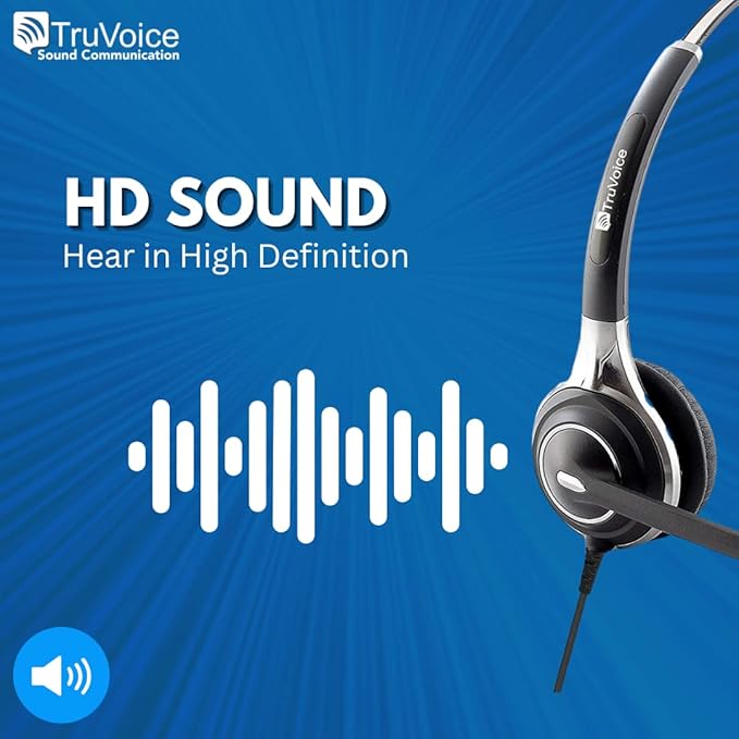 TruVoice HD-700 Premium Office/Call Center Headset with Noise Canceling Microphone - Compatible with Mitel, Nortel, Avaya, Poly, Polycom, Shoretel, Aastra, Digium, ESI and Fanvil Phones