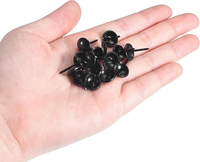 uxcell Upholstery Tacks Nail Pins Furniture, 1000Pcs 11x17mm Thumb Tack Pins Assortment Kit Carbon Steel for Home Sofa DIY Decorative Nail Heads Nails, Black