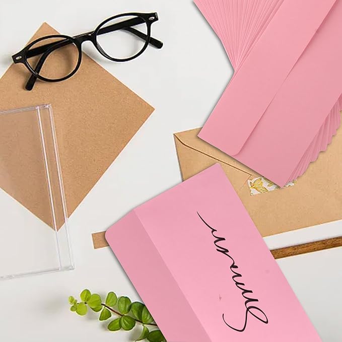 50 Packs 5x7 Envelopes,Pink A7 Envelopes,5x7 Envelopes for Invitations,Envelopes Self Seal for Weddings,Greeting Cards, Mailing, Invitations, Photos, Postcards，Printable Invitation Envelopes