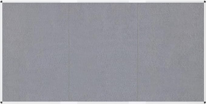 VIZ-PRO Large Fabric Bulletin Board/Foldable Notice Board Felt Gray, 96 X 48 Inches, Silver Aluminium Frame