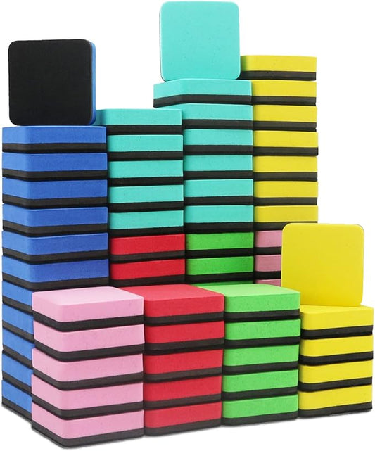 72 Pack Whiteboard Eraser for Kids and Adults, Washable and Reusable Magnetic Whiteboard Eraser for Cleaning Dry Erase Markers on Magnetic Soft Whiteboard, Glass Whiteboard and Dry Erase Board