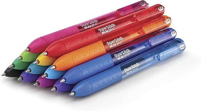 Paper Mate InkJoy Gel Pens, Berry Ink, Medium Point (0.7mm), 6 Count, Bundle with Plastic Reusable Pouch
