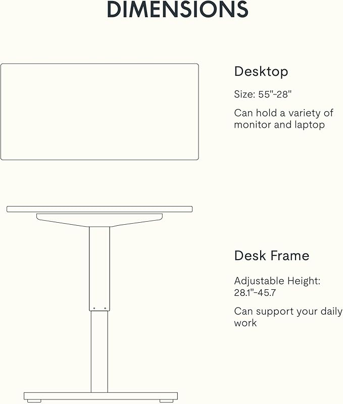 FLEXISPOT EN1 Whole-Piece Standing Desk - 55 x 28 Inches Electric Stand Up Workstation, Home Office Computer Height Adjustable Desk (Black Frame + 55" Mahogany Top, 2 Packages)