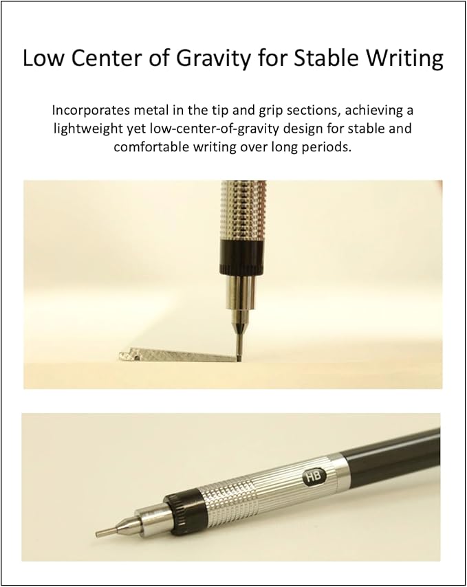 Graphlet Mechanical Drafting Pencil + Ain HB/B/2B leads, original Black slim pen case (0.4mm)