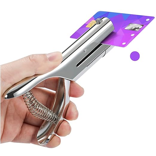 Hole Punch 2" Reach 3/8 inch Single Hole Punch,Heavy Duty Hole Puncher Single,Paper Punch Portable Hand Held Long Hole Puncher for Paper Cards Plastic Cardboard (Silver) (3/8"-10mm Hole)