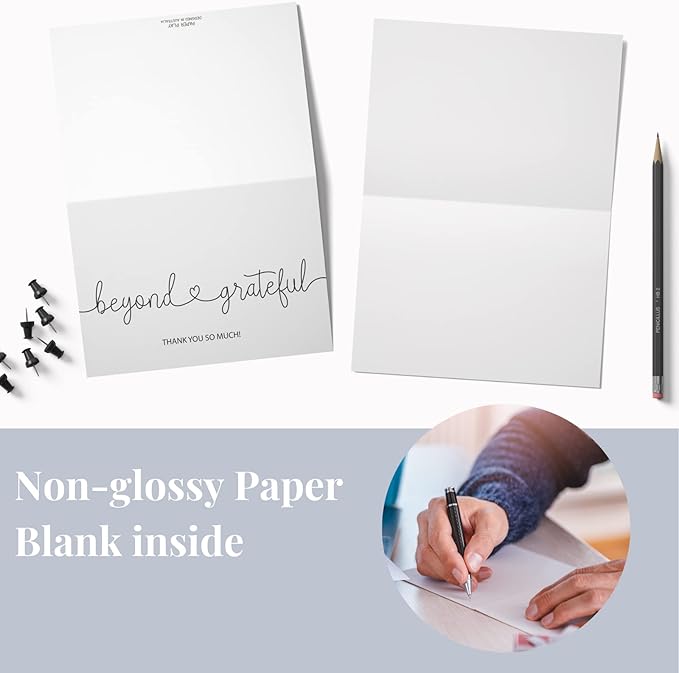 Thank You Cards Beyond Grateful Cards - Bulk Pack of 20 with Kraft Envelopes and Stickers, 4x6 Inch Professional Looking, Suitable for Business, Baby Shower, Wedding, Graduation, Bridal Shower