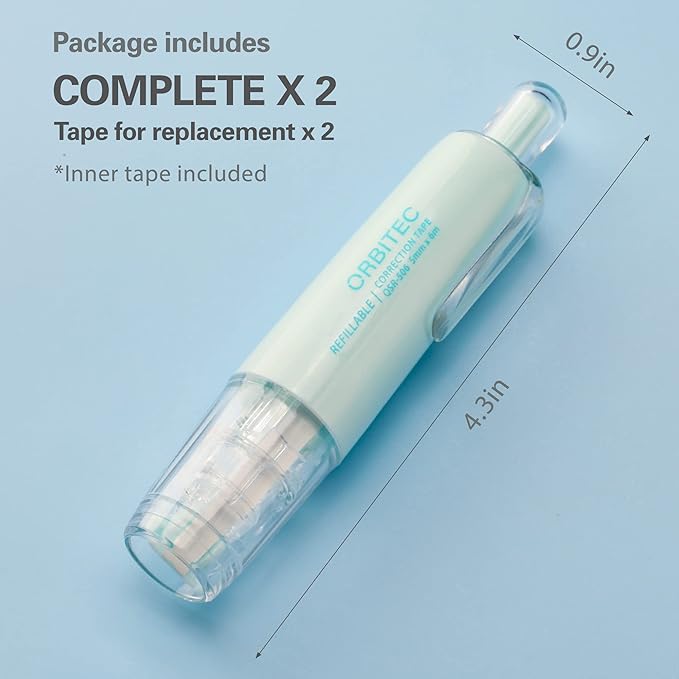 Refillable Retractable White Correction Tape, Mini Small Japan Aesthetic Cute Correction Tape Pen, with Easy to Refill Pen Applicator,for Kawaii School Office Supplies