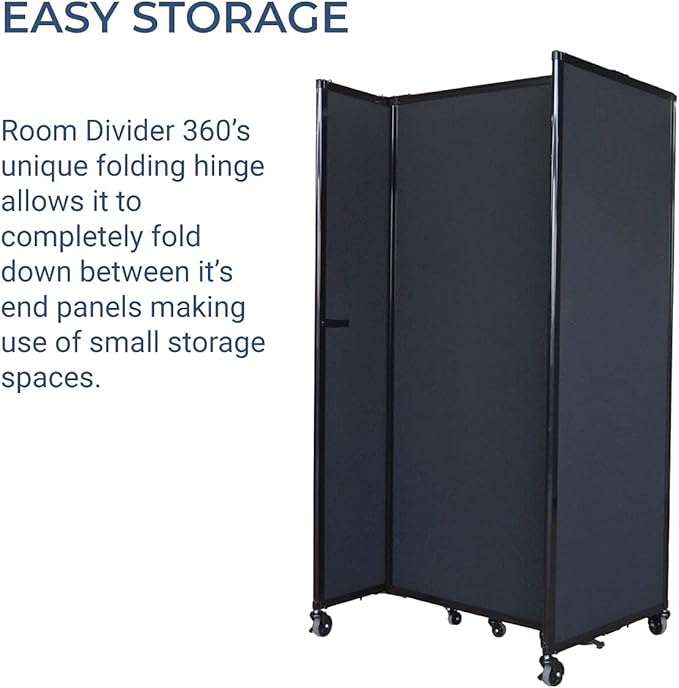 Versare Room Divider 360 Portable Wall Partition | Folding Panels | Large Freestanding Divider | Locking Wheels | Temporary Room Separator | 25' x 7'6'', Lime Green