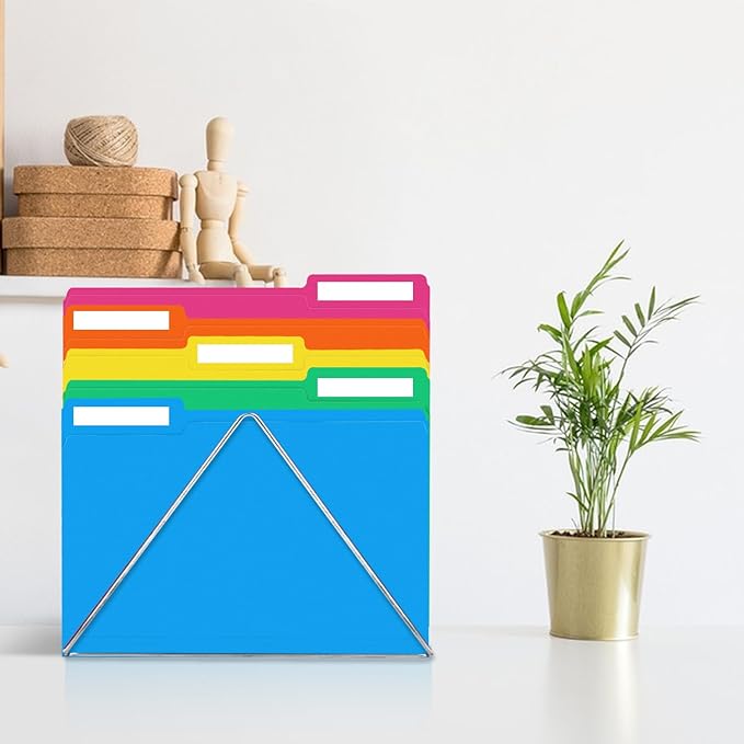 File Folder, RAZCC 250 Pack 1/3 Cut Tab Colored Folders, Colored File Folder Letter Size for Office Classroom Use, Folders with Tabs Assorted 5 Colors