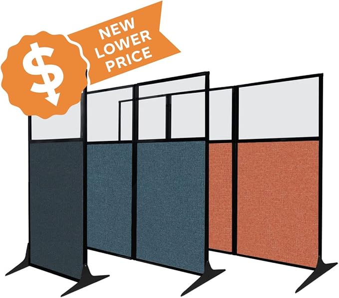 Versare Office Workstation Screen | Portable Wall Divider | Modern Cubicle | Freestanding Privacy Screen | Flexible Work Space | 1 Panel | 33" Wide x 70" Tall Blue SoundSorb Panels